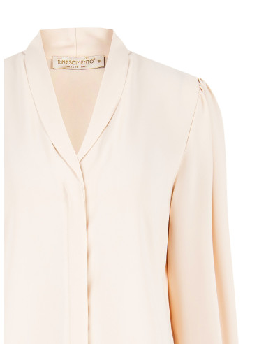 Blouse van mat satijn met V-hals en verborgen knopen Rinascimento