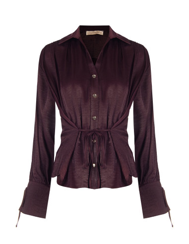 Ruime blouse van een viscosemix met licht gekreukt effect en striklinten Rinascimento