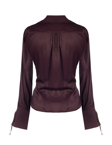 Ruime blouse van een viscosemix met licht gekreukt effect en striklinten Rinascimento