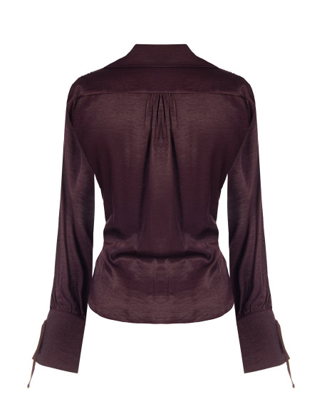 Ruime blouse van een viscosemix met licht gekreukt effect en striklinten Rinascimento