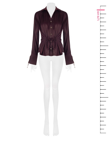 Ruime blouse van een viscosemix met licht gekreukt effect en striklinten Rinascimento