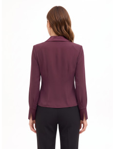 Getailleerde blouse van georgette met V-hals, satijnen kraag en schouderbandjes Rinascimento 2