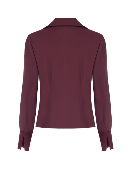 Getailleerde blouse van georgette met V-hals, satijnen kraag en schouderbandjes Rinascimento