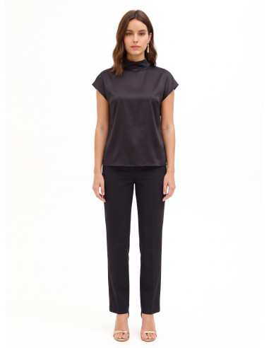 Ruime satijnen coltrui-blouse Rinascimento