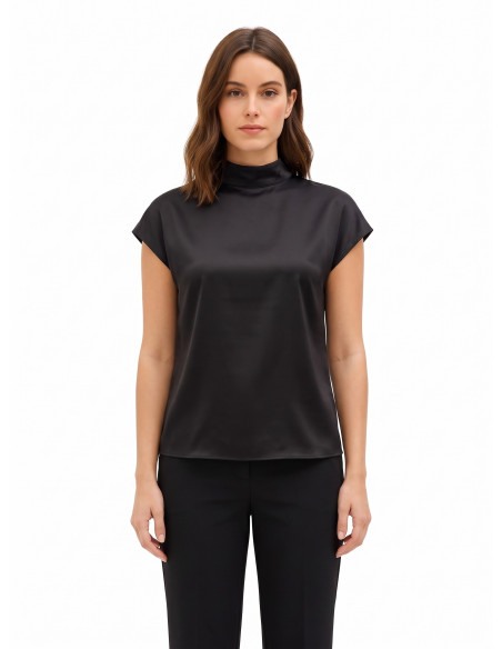Ruime satijnen coltrui-blouse Rinascimento