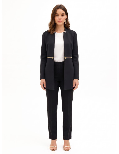 Middellange en cropped 2-in-1-jas van neopreen met ritssluiting in de taille Rinascimento