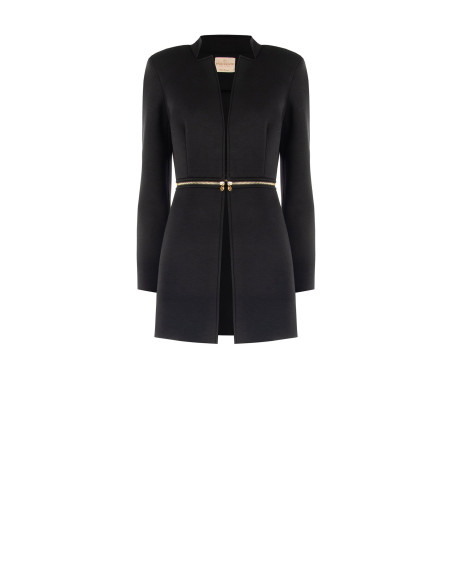 Middellange en cropped 2-in-1-jas van neopreen met ritssluiting in de taille Rinascimento