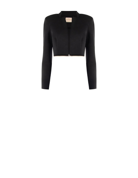 Middellange en cropped 2-in-1-jas van neopreen met ritssluiting in de taille Rinascimento