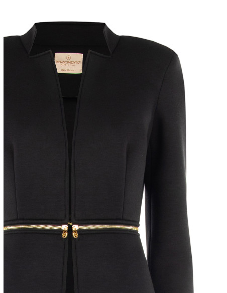 Middellange en cropped 2-in-1-jas van neopreen met ritssluiting in de taille Rinascimento