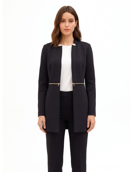 Middellange en cropped 2-in-1-jas van neopreen met ritssluiting in de taille Rinascimento