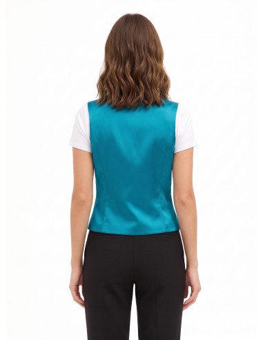 Getailleerd satijnen gilet zonder revers Rinascimento