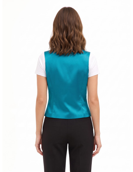 Getailleerd satijnen gilet zonder revers Rinascimento