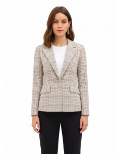 Tweed blazerjasje met logoknoop Rinascimento