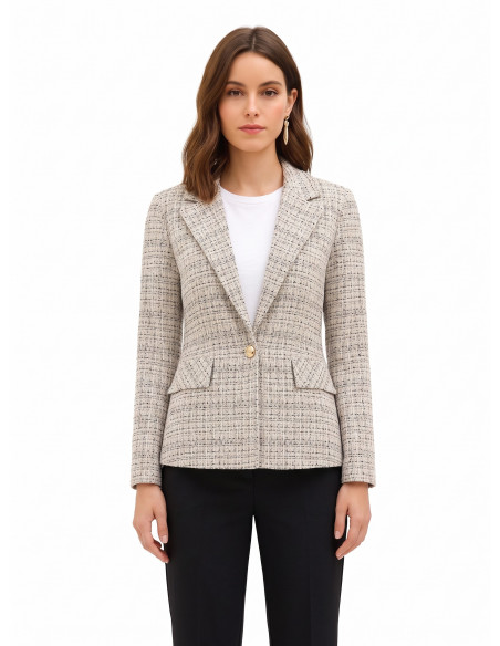 Tweed blazerjasje met logoknoop Rinascimento