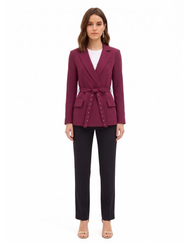 Blazer van cadi-stof met bijpassende ceintuur en studs Rinascimento