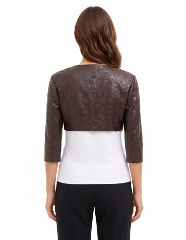 Bolero-schouderjasje van imitatieleer met reliëf en paisleymotief Rinascimento