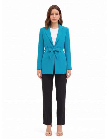 Open blazer van cadistof met bijpassende riem Rinascimento