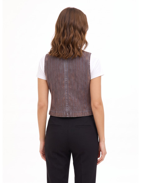 Denim gilet van corduroy met logoknopen Rinascimento