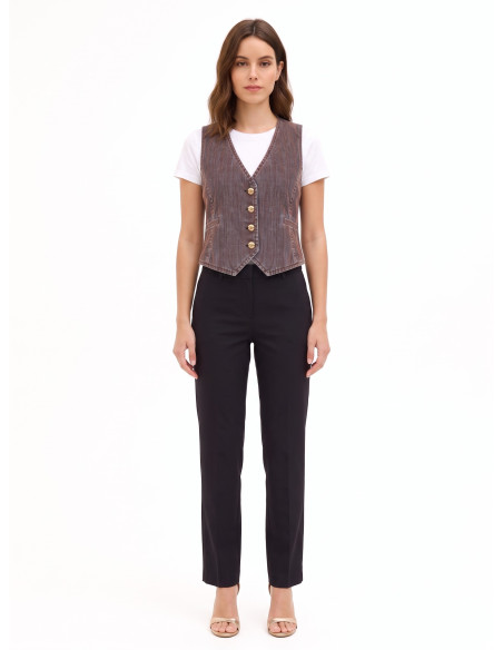Denim gilet van corduroy met logoknopen Rinascimento