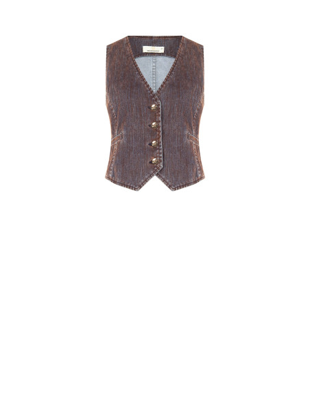 Denim gilet van corduroy met logoknopen Rinascimento