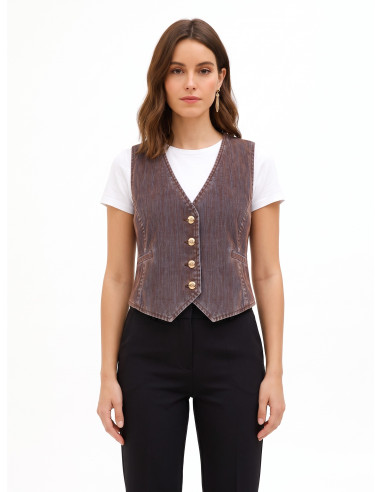 Denim gilet van corduroy met logoknopen Rinascimento