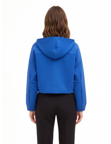 Korte oversized neopreenjas met capuchon en zakjes Rinascimento