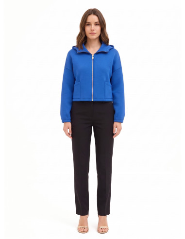Korte oversized neopreenjas met capuchon en zakjes Rinascimento