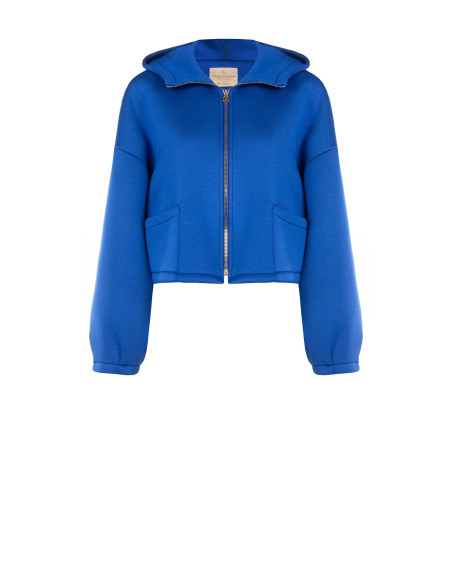 Korte oversized neopreenjas met capuchon en zakjes Rinascimento