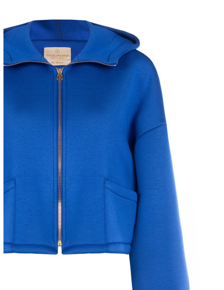 Korte oversized neopreenjas met capuchon en zakjes Rinascimento