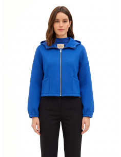 Korte oversized neopreenjas met capuchon en zakjes Rinascimento