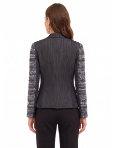 Getailleerde tweedblazer met lurex en denim achterkant Rinascimento 2