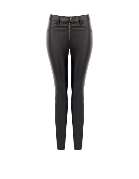 Skinnybroek van kunstleer met RR-logo en rits Rinascimento