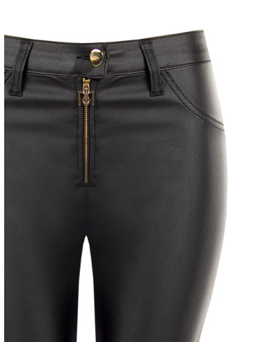 Skinnybroek van kunstleer met RR-logo en rits Rinascimento