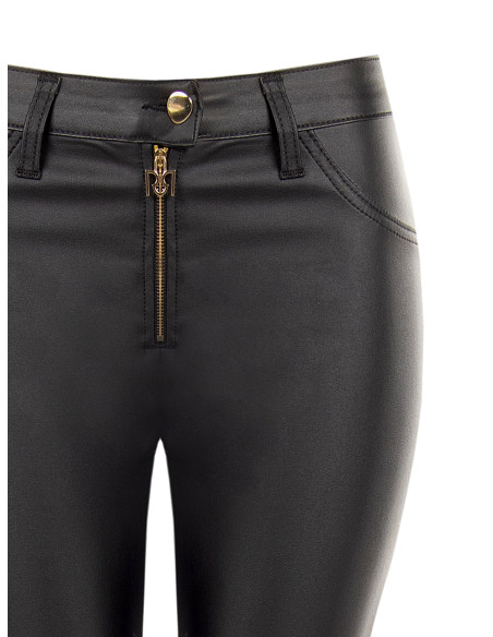 Skinnybroek van kunstleer met RR-logo en rits Rinascimento