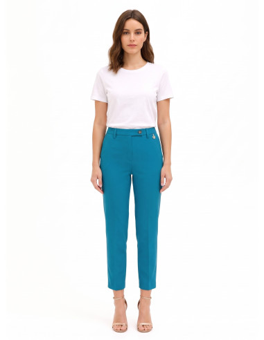 Cropped sigarettenbroek van polyester-viscose met elastiek aan de achterkant Rinascimento