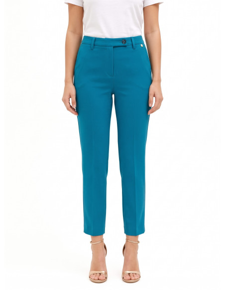 Cropped sigarettenbroek van polyester-viscose met elastiek aan de achterkant Rinascimento