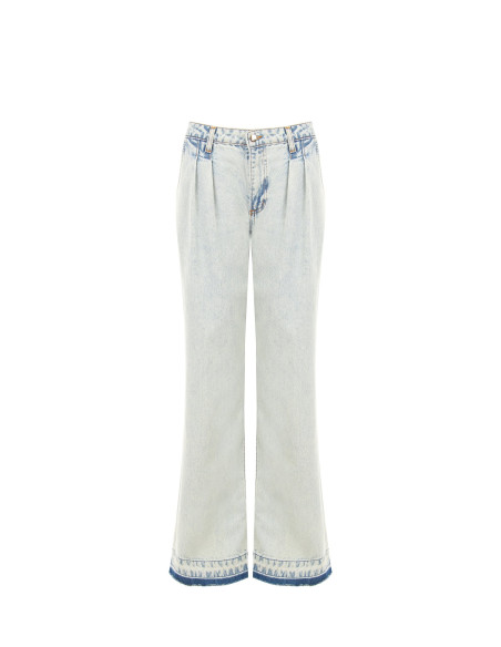 Widelegjeans met dubbele plooien en onafgewerkte zoom, extra lichte wassing Rinascimento