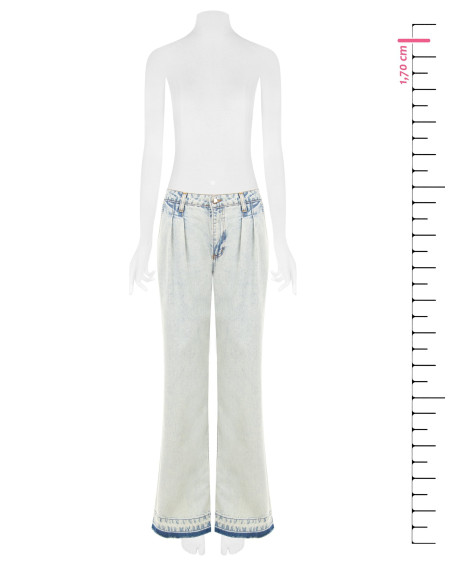 Widelegjeans met dubbele plooien en onafgewerkte zoom, extra lichte wassing Rinascimento