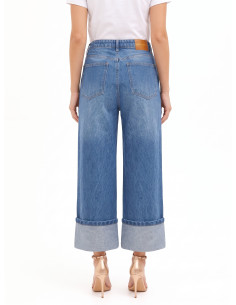 Straight cropped jeans met extra grote omslag Rinascimento 2