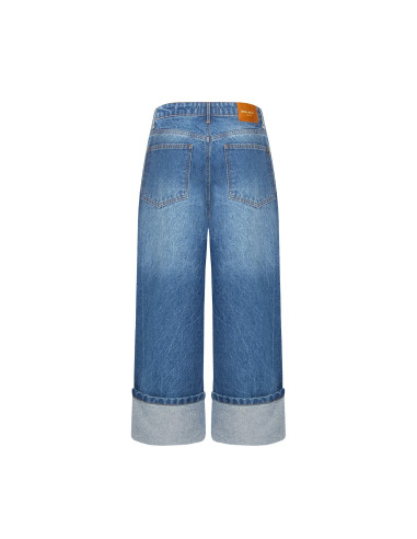 Straight cropped jeans met extra grote omslag Rinascimento