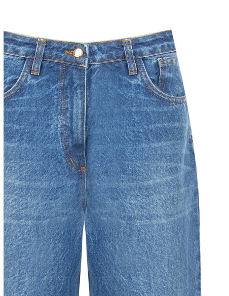 Straight cropped jeans met extra grote omslag Rinascimento