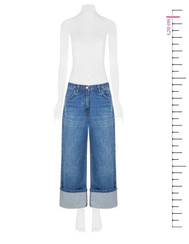 Straight cropped jeans met extra grote omslag Rinascimento