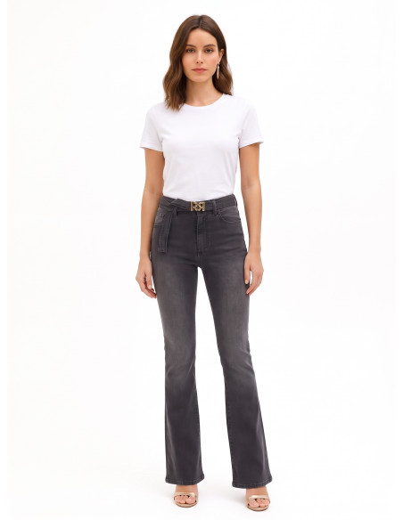 Stretchflarejeans met bijpassende riem en RR-logogesp Rinascimento