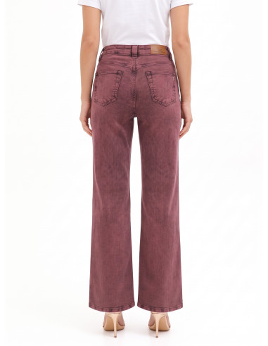 Wide leg-jeans met stretch en een versleten look Rinascimento