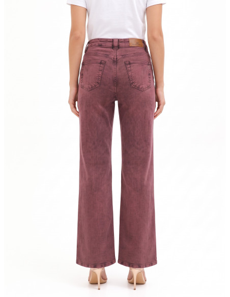 Wide leg-jeans met stretch en een versleten look Rinascimento