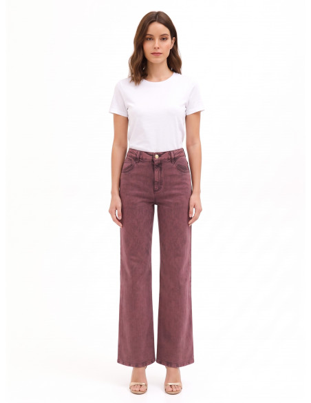 Wide leg-jeans met stretch en een versleten look Rinascimento