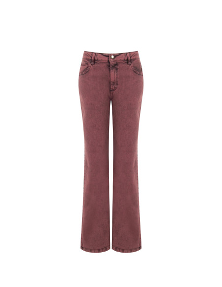 Wide leg-jeans met stretch en een versleten look Rinascimento