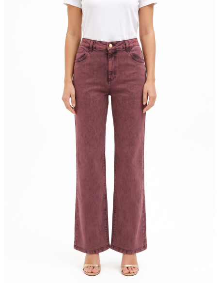 Wide leg-jeans met stretch en een versleten look Rinascimento