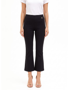 Cropped flared broek van een viscosemix met elastische taille Rinascimento
