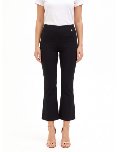 Cropped flared broek van een viscosemix met elastische taille Rinascimento